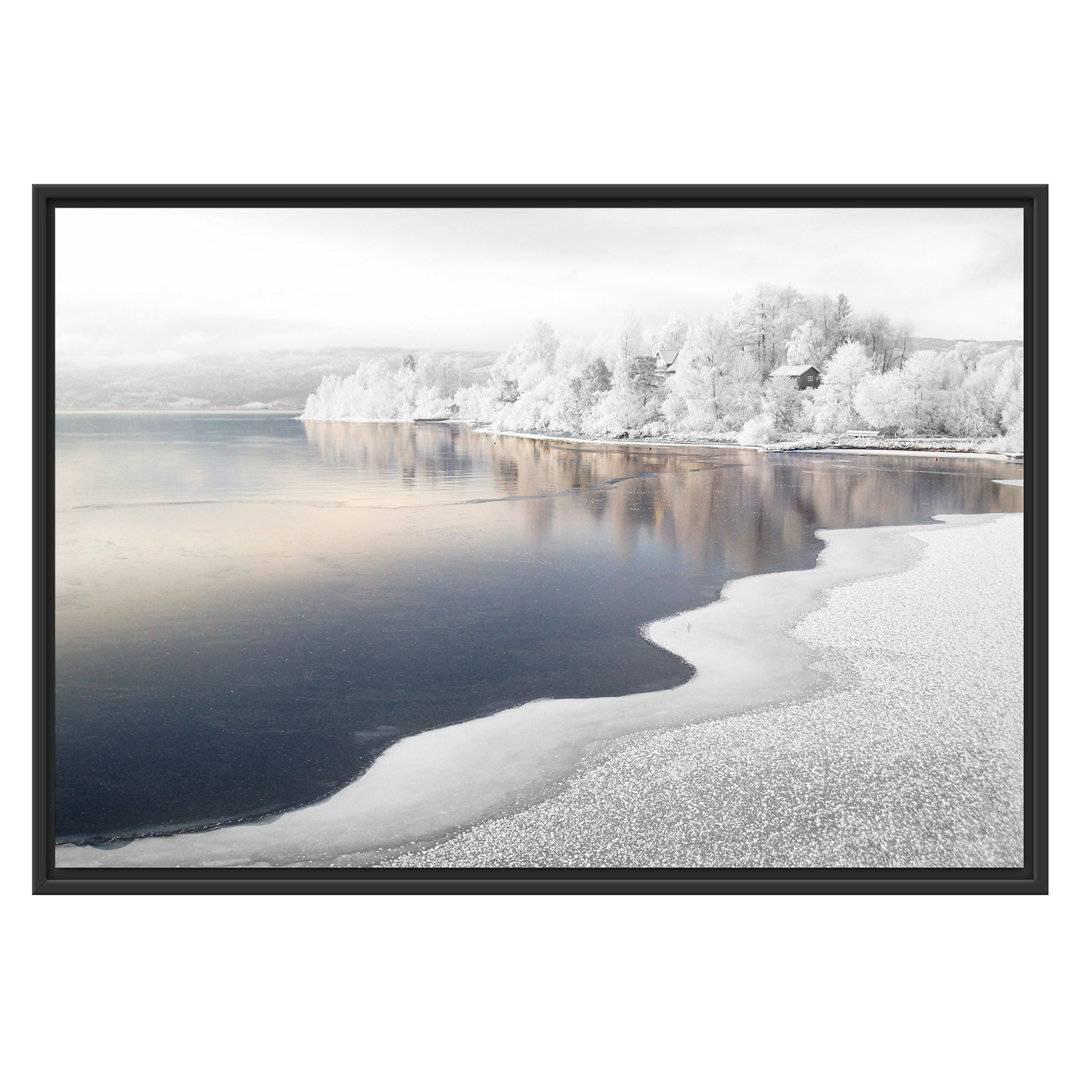 Gerahmtes Wandbild Winterlandschaft Wald Schnee