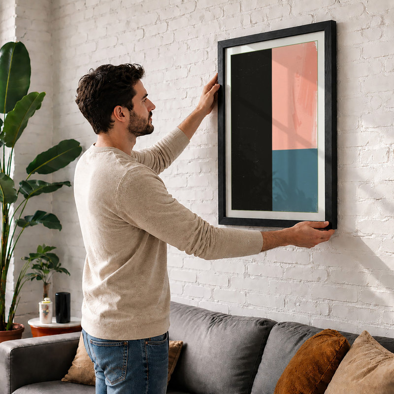 Divided Space Minimalist - Framed Print, A4 - 29.7 x 21.0 cm, Black