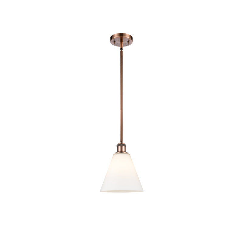 Allean 1 - Light Single Pendant, Antique Copper, Matte White, 42.75" H x 8" W x 8" D