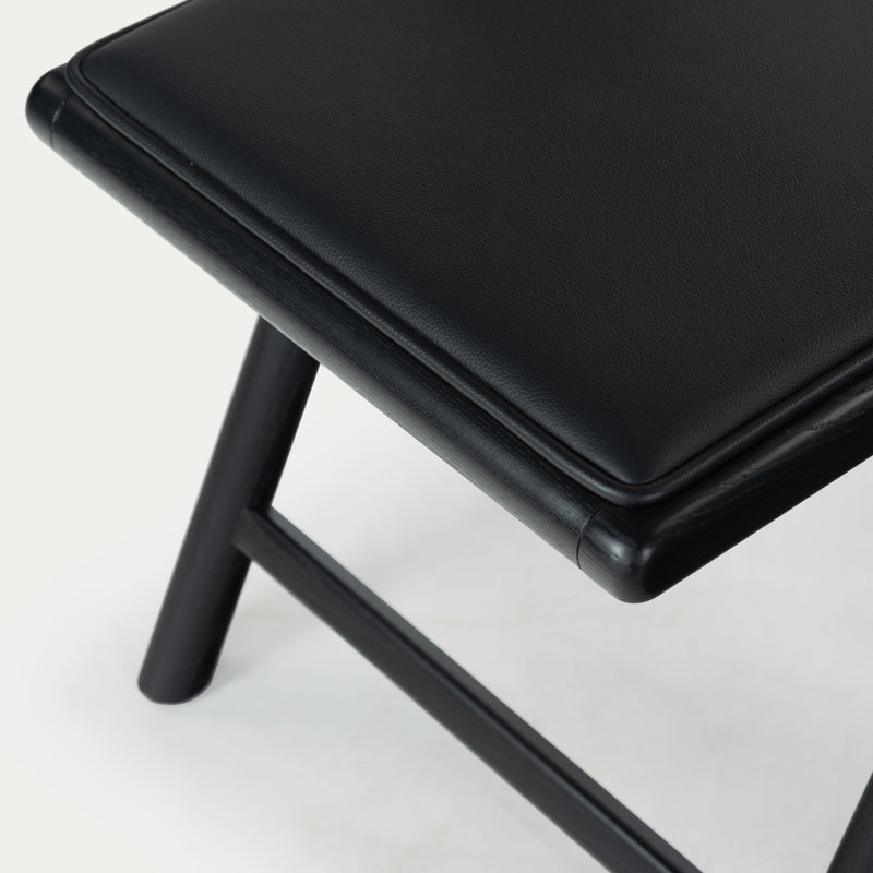 Shaylie Upholstered Seat Folding Dining Chair, Black/Natural