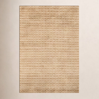 Ochre Hand-Knotted Geometric Wool Rug