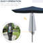 Parasol de marché d'extérieur de 6,5 pi x 10 pi avec manivelle et inclinaison à bouton-poussoir Outsunny