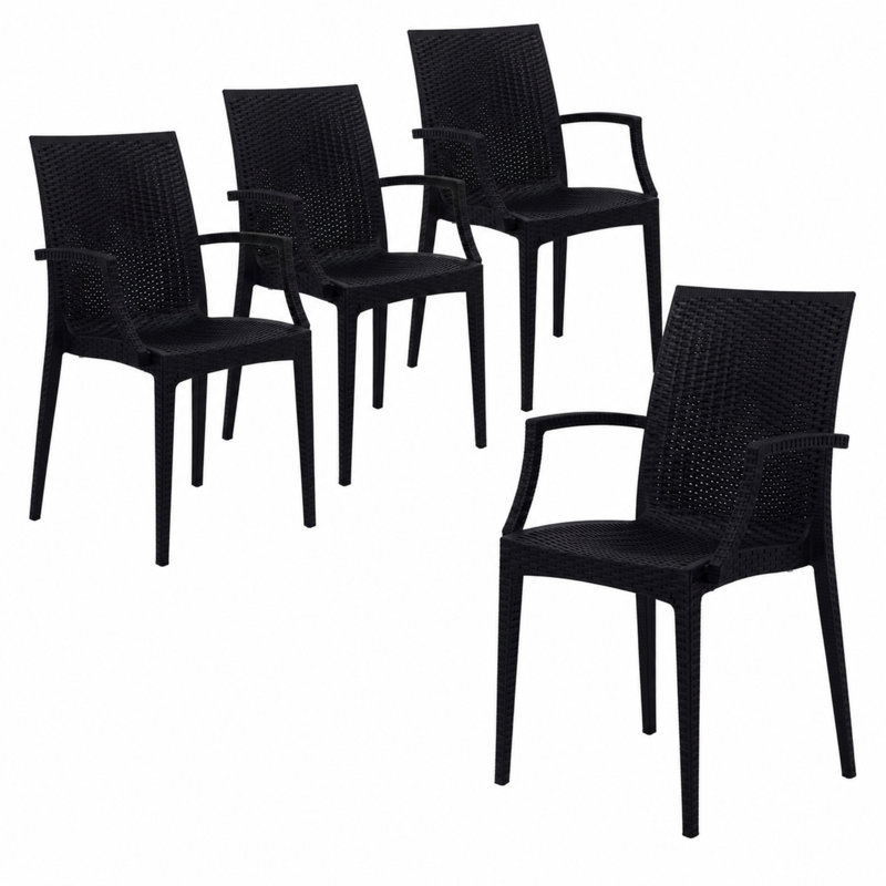 Fauteuil de patio empilable sans assemblage Mace - Chaise de salle à manger moderne en tissu toutes saisons imperméable et robuste