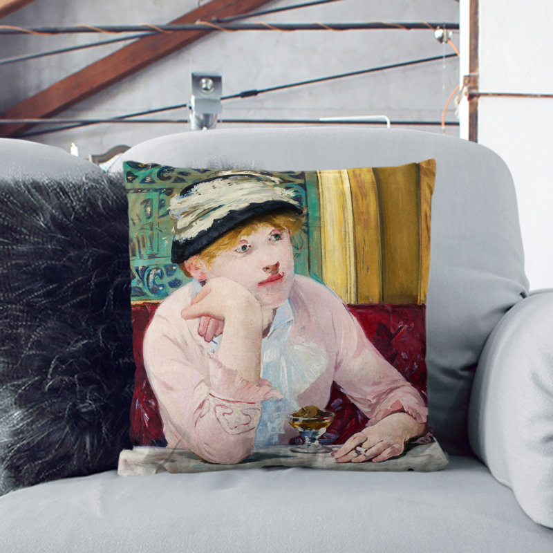 Plum Brandy By Edouard Manet Square Throw Cushion, White, 55cm H x 55cm W x 20cm D