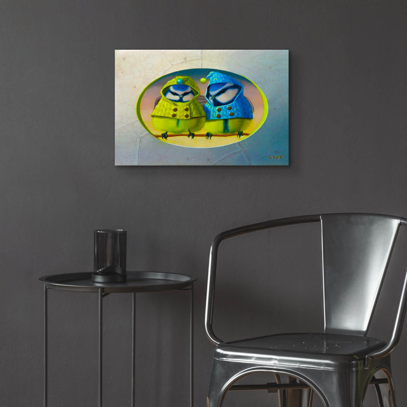  «Les deux mésanges» par Valery Vecu Quitard, art mural en verre acrylique, 36 po x 24 po, H 16 po x l 24 po x P 0,2 po