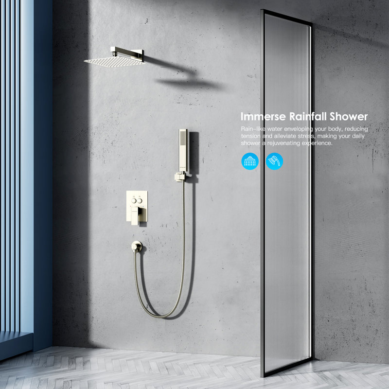 10inch Shower System With Push-button, Brushed Nickel