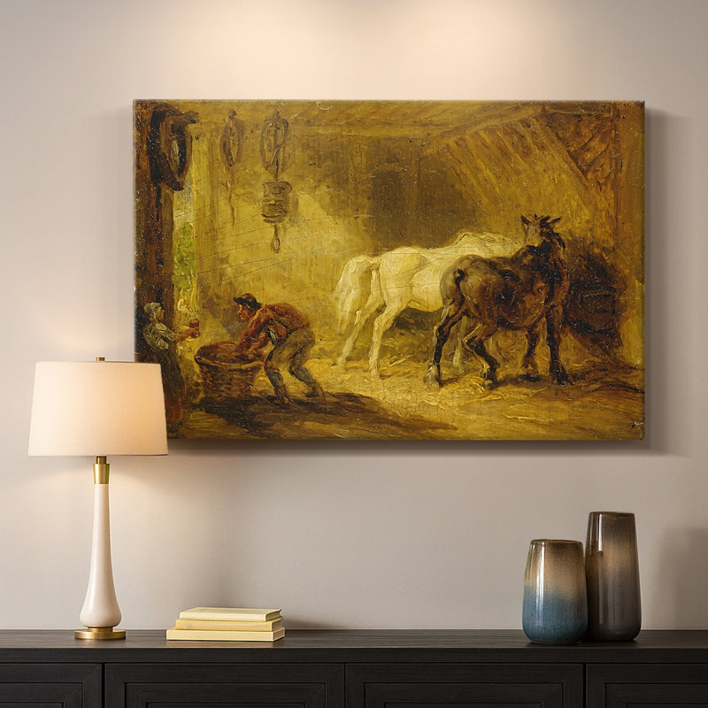 Interior of a Stable with Horses and Figures-James Ward-Gallery Wrapped Canvas-c. early 19th Century, 32 x 48