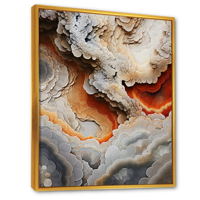 Géode de pierre beige et pêche simple, impressions sur toile