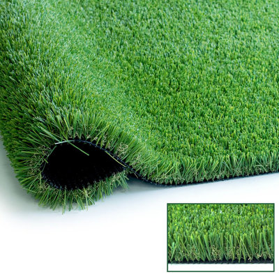Artificial Grass Turf 14-ft x 100-ft PU Backing Indoor Outdoor Faux Grass with Drainage Holes