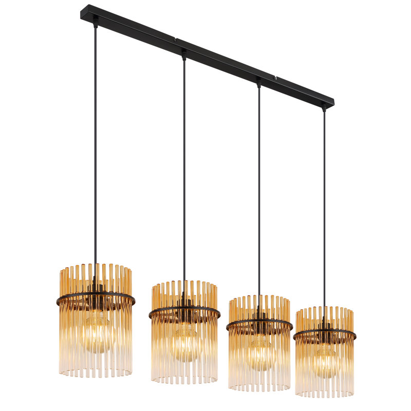 Decole 4 - Light Matte Black Kitchen Island Pendant, Amber