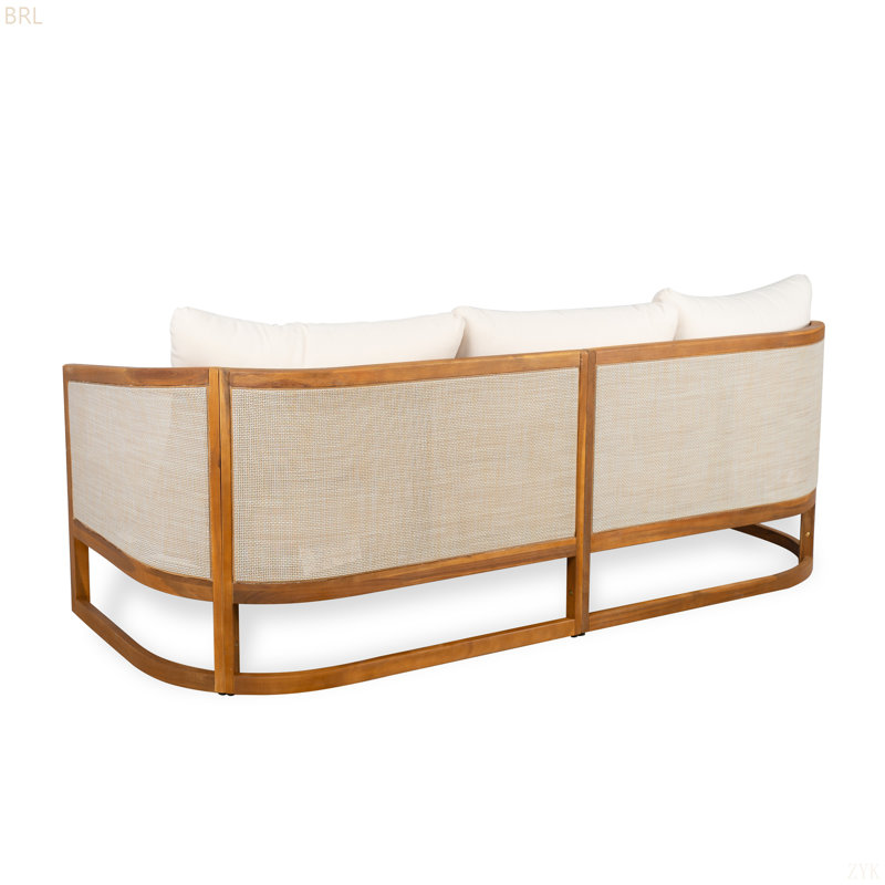 Fauteuil club en acacia et PVC-coated polyester Paola