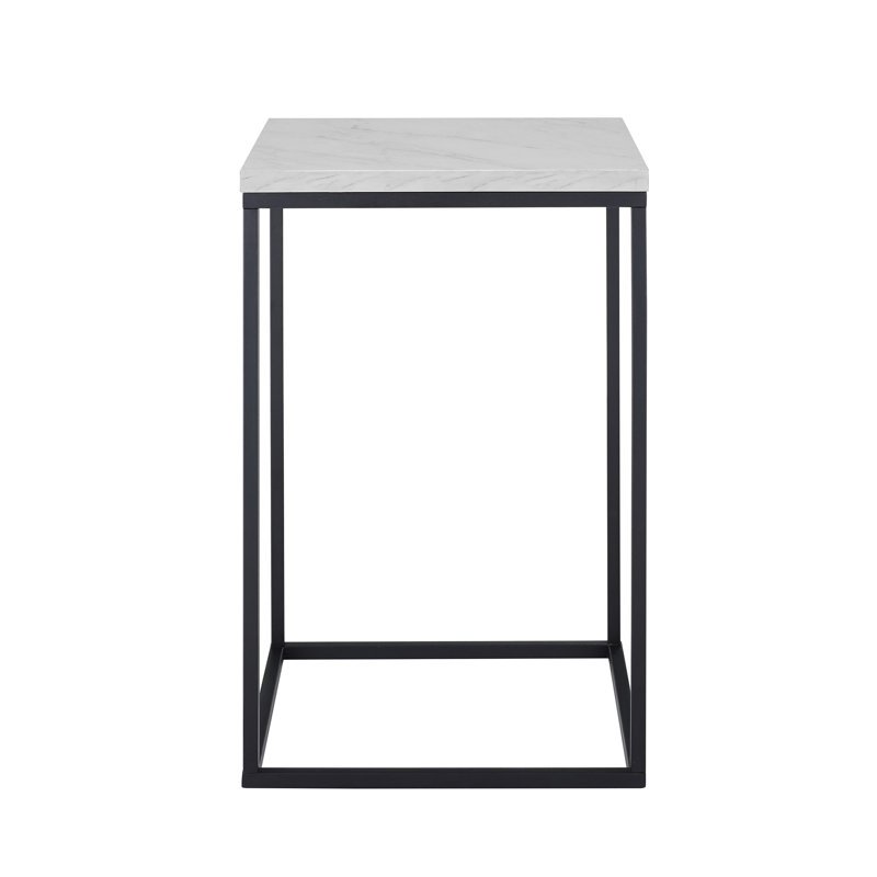 End Table, White Faux Marble