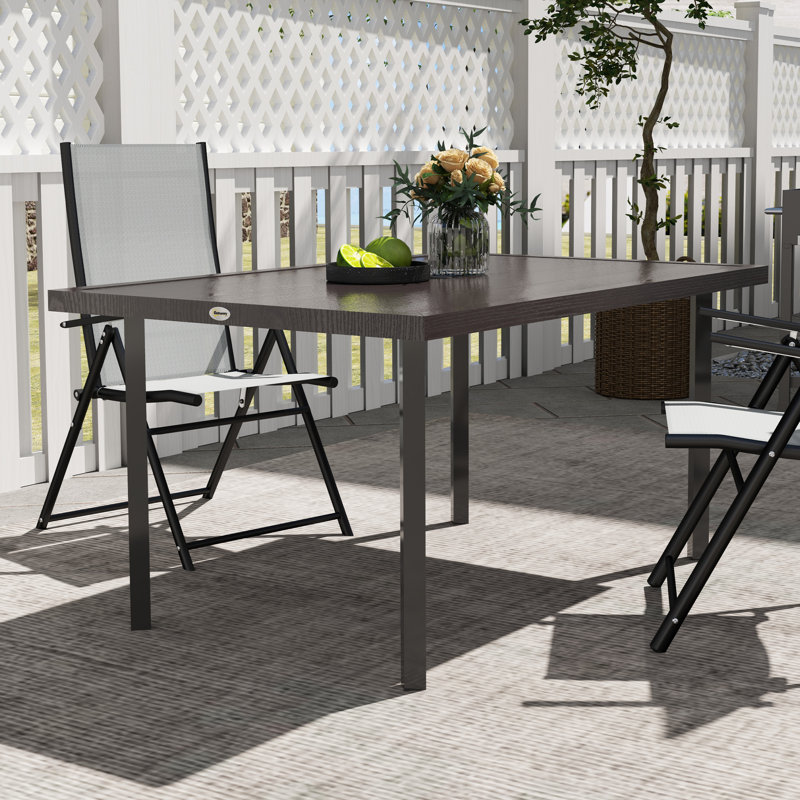 Table de salle à manger d'extérieur pour 6 personnes, table de patio avec trou pour parasol 2,1 po