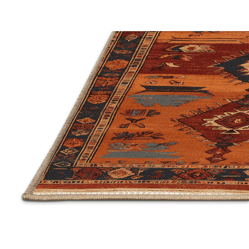 Machine Washable Turkish Brown Area Rug, Round 3'