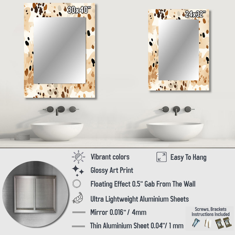 Motif abstrait de pattes abstraites, impression abstraite, miroir mural moderne, Abdussalam, 32 po x 24 po