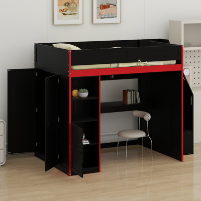 Lit mezzanine avec bureau et rangement Gaming
