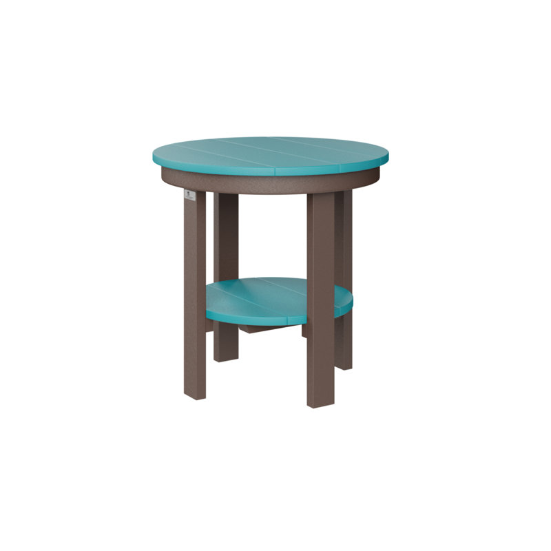 Berlin Gardens Round End Dining Table, 21" H x 21.5" W x 21.5" D, Chocolate Brown, Aruba Blue