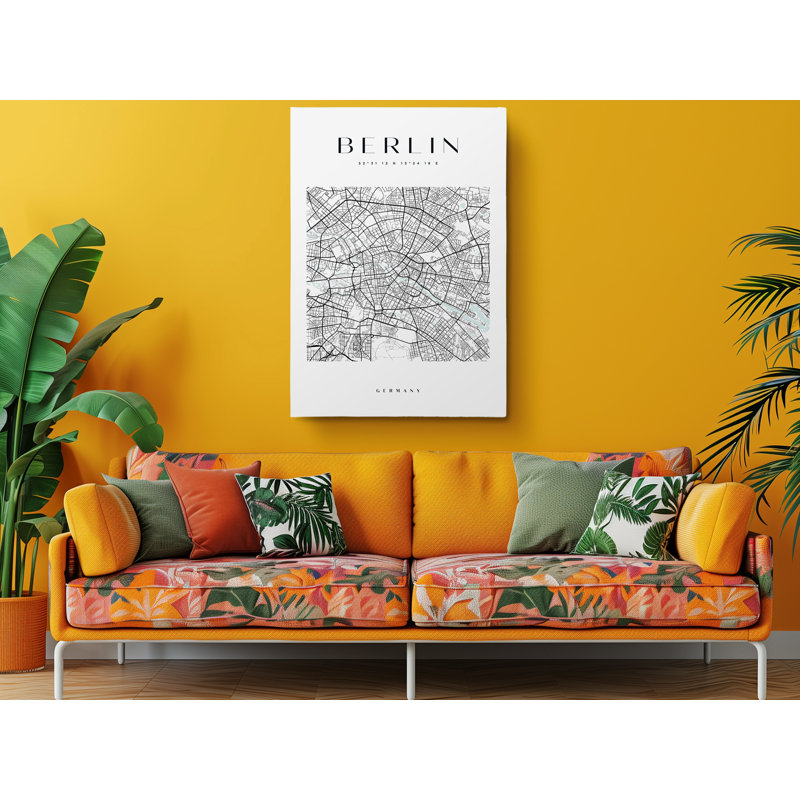 Berlin Map Print Germany Canvas Print, 60" H x 40" W