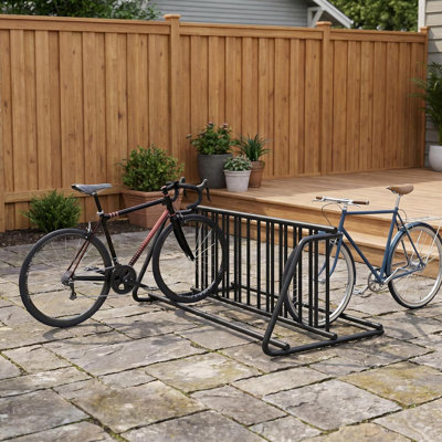 Support de plancher de vélo robuste en acier à double face - Support de stationnement commercial pour 10 vélos - Rangement autoportant pour le garage, le magasin, l'école, l'université, l'extérieur et l'intérieur - 10 places de stationnement, 60 pouces
