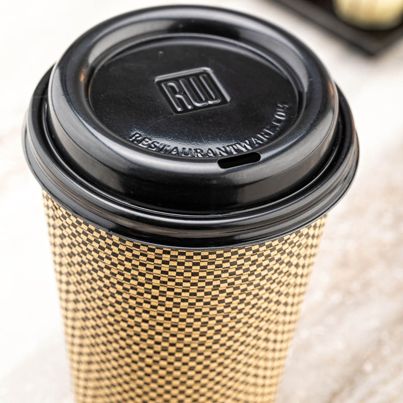Restaurantware-Coffee Cup Lids Only For 8, 12, 16 and 20 oz Cups 500 Pack Of Disposable Black Hot Cup Lids Leakproof Plastic Drink Covers Elevated Spout Air Flow Vent For Latte Espresso Beverages