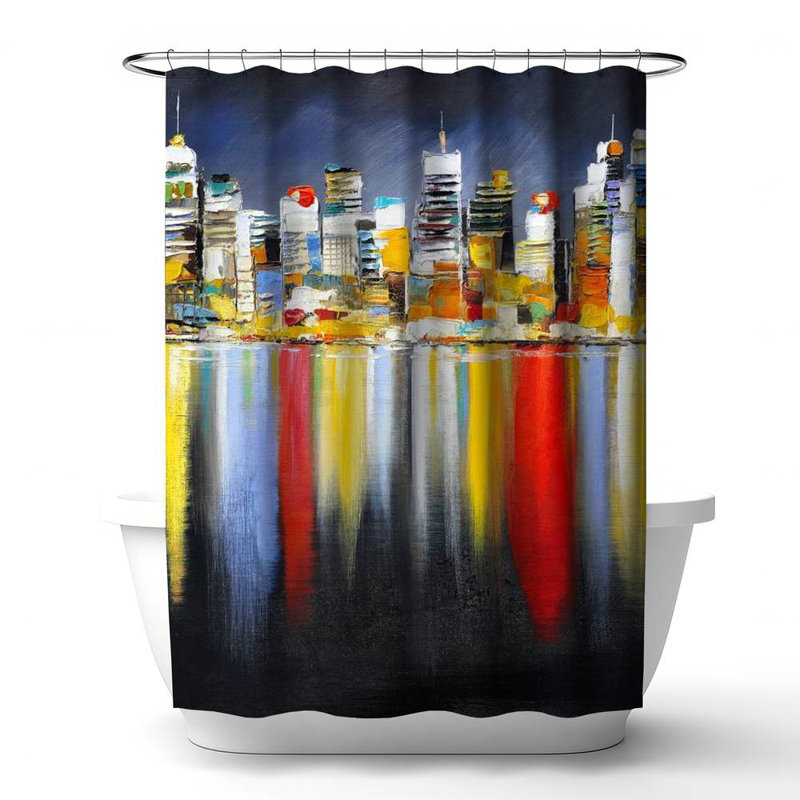 Shower Curtain CI56 – Polyester Shower Curtain, Dye Sublimation Print, 71" W × 74" L