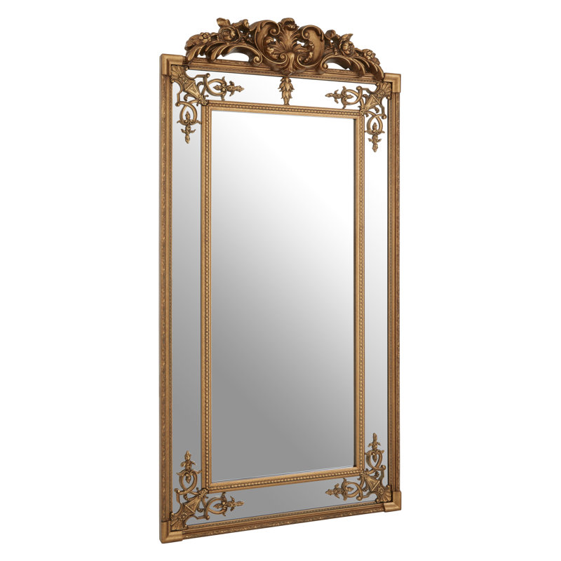 Tristen Solid Wood Concave Wall Mirror, Gold
