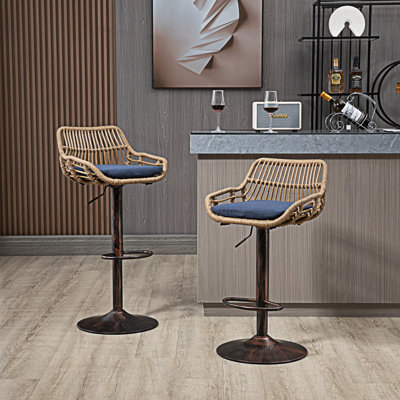 Ensemble de 2 tabourets de bar modernes pivotants avec repose-pieds réglables pour cuisine