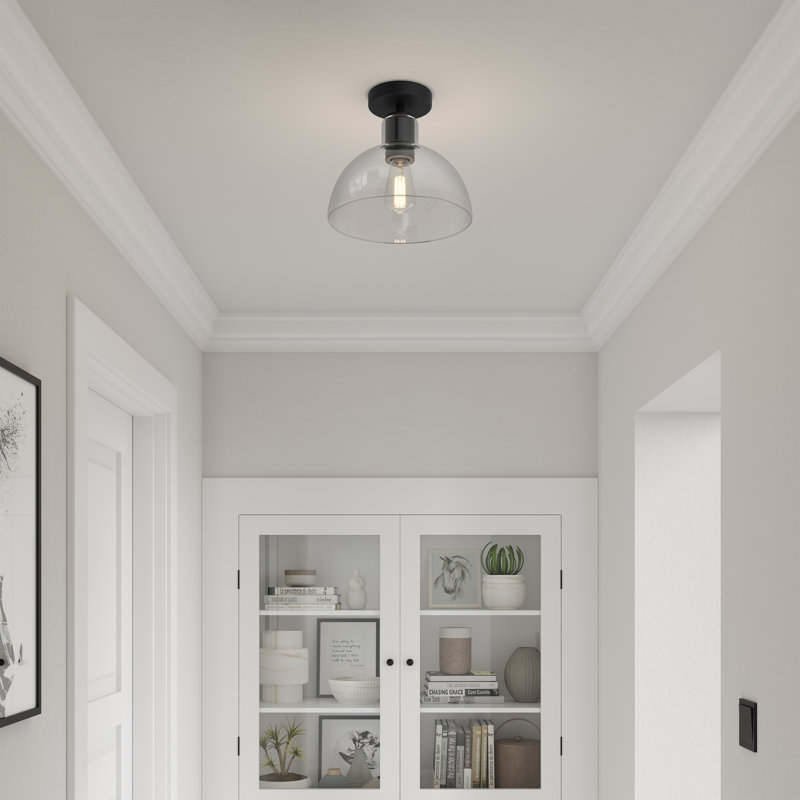 Knightsdale 10" Wide 1-Light Semi-Flush Mount, Matte Black