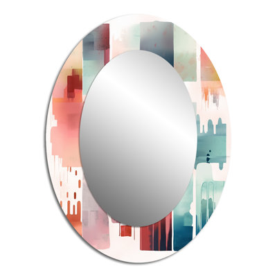 Orange And Blue Artistic Expressions IV - Orange Oval Wall Mirror Decor
