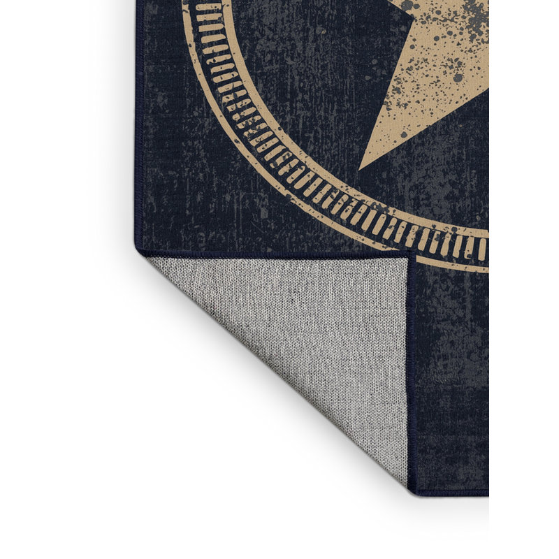 Tapis gris moderne et contemporain lavable à la machine Adamek du 4 juillet - reliure marine, 6 x 9