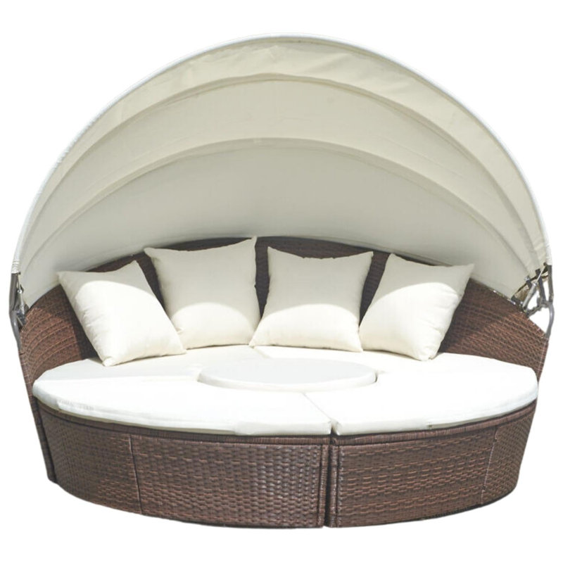 Antonien 180 cm W Patio Daybed with Cushions, Brown