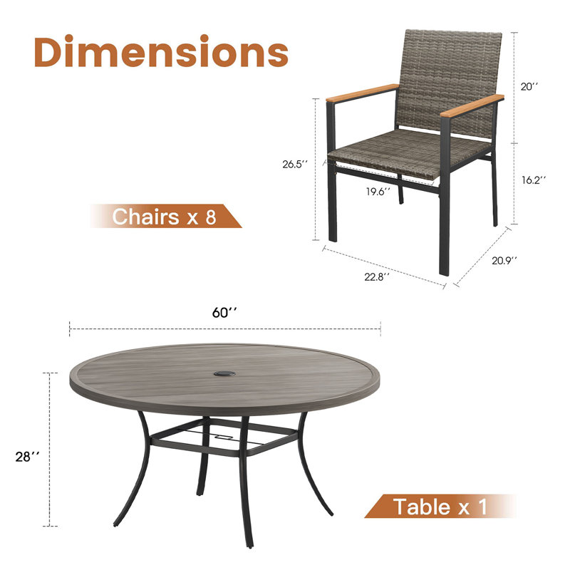 Patio Dining Set, Grey