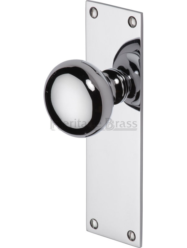 Heritage Brass Heritage Mortice Knob on Latch Plate Balmoral Design, Polished Chrome