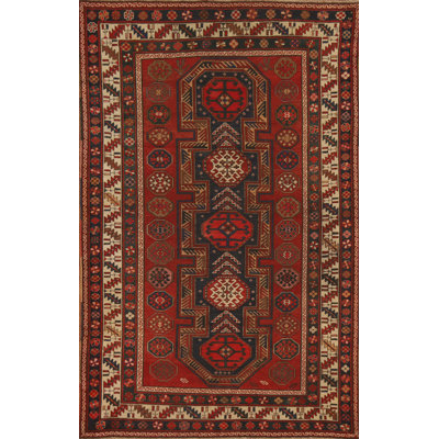 Pre-1900 Antique Vegetable Dye Kazak Oriental Area Rug 5x7