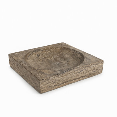Grey Travertine Sq. Bowl Lg.
