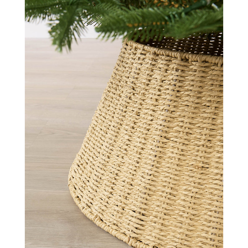 Neutral Knitted Rattan Christmas Tree Collar, 45cm