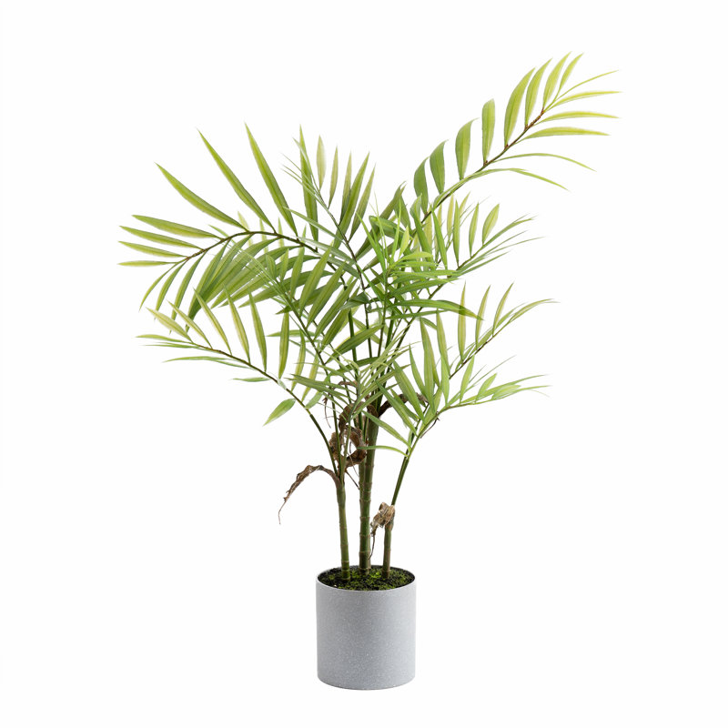 66cm Faux Palm in Grey Plastic Pot
