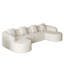 Modulaire incurvé en forme de L blanc à 6 sièges avec poils longs texturés, pour un confort, une couleur esthétique moderne, un design et un assemblage facile
