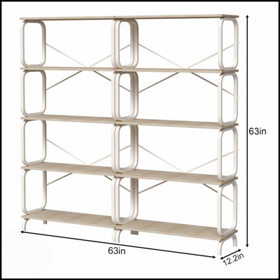 5-Tier Industrial Bookshelf, Rustic Brown Tall Bookcase With Open Wood & Metal Design - Vintage Storage Organizer For Books, Cds, Movies, Multi-Purpos