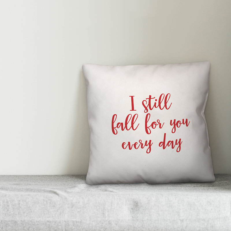  Coussin décoratif I Still Fall for You Every Day, Blanc / rouge, Housse de coussin