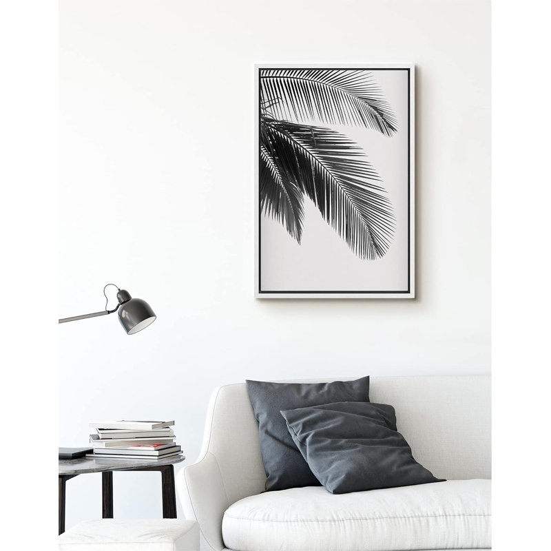 Minimal Botanical Palm Leaf Trio, H 24 po x l 16 po x P 1,5 po, Blanc