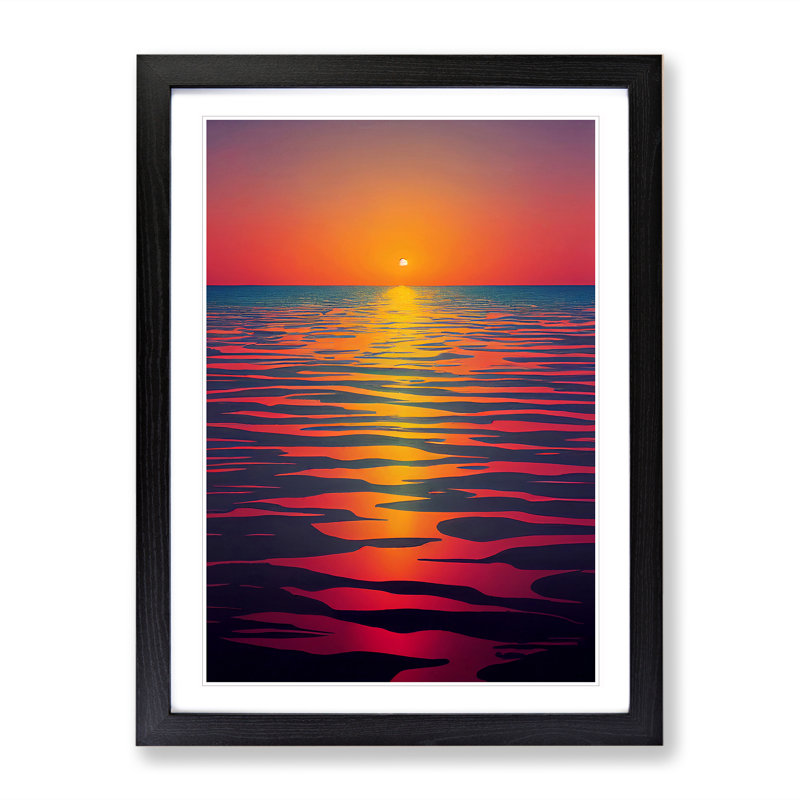 XV1022-620X An Intriguing Ocean Sunset - Single Picture Frame Print, Black, 64cm H x 46cm W x 2cm D