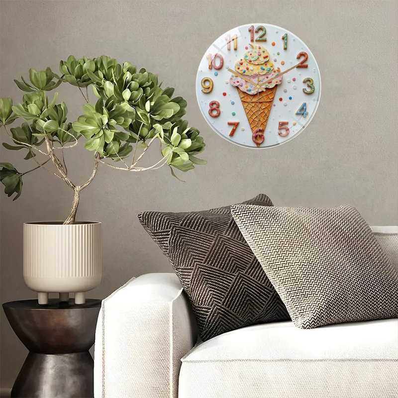 Horloge murale silencieuse en verre trempé de 30 cm, « Horloge Glace », objet décoratif mural, sans tic-tac, fonctionne avec des piles AA (non incluses), décoration artistique pour la maison