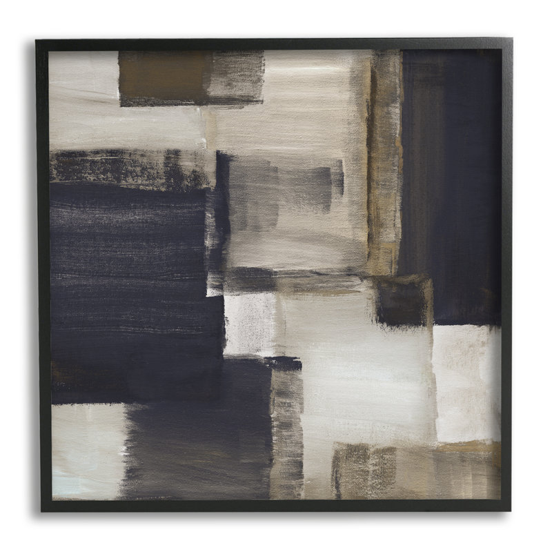 Abstrait noir et brun, impression sur bois, H 17 po x l 17 po x P 1,5 po, Giclée encadrée noir minuit