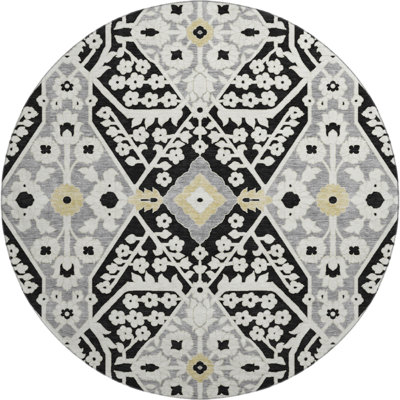 Premium Machine Washable Prisco Black Rug