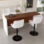 Ensemble de 2 tabourets de bar pivotants à hauteur réglable, dossier, tissu doux, beige - Îlot de cuisine, bar, salle à manger | Idée de cadeau