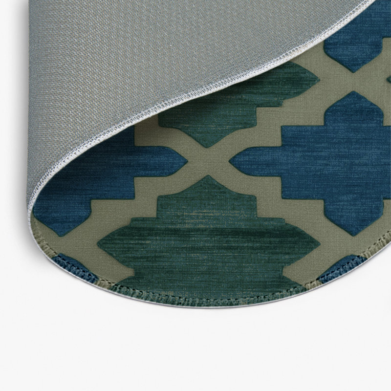 Trellis Gray Indoor and Outdoor Area Rug, Round 5'