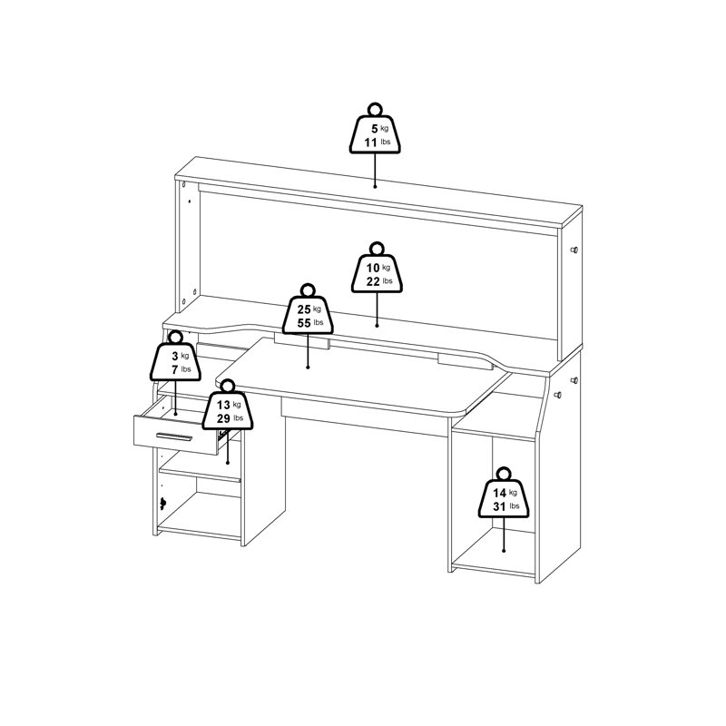 Ahitana 171cm W Rectangle Computer Desk with Cabinet