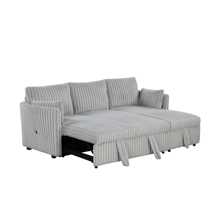 Design modulaire avec tiroir Delmont avec USB et 2 coussins pour le salon, Gris