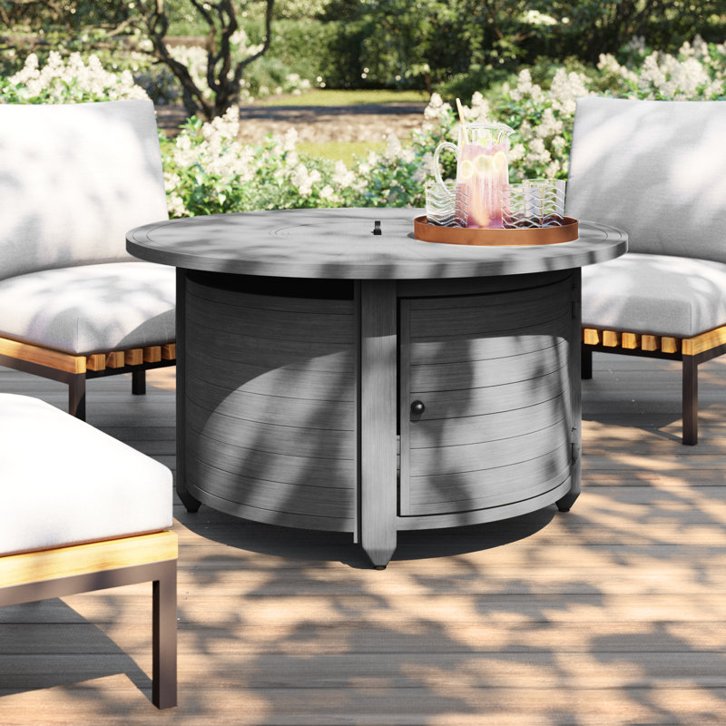 Silverlock Round Aluminum Propane Smokeless Fire Pit Table with Hidden Fuel Tank